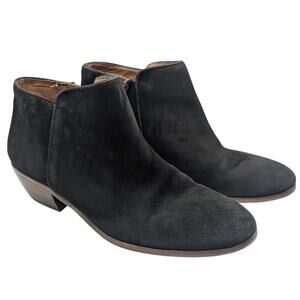 Sam Edelman Petty Black Suede Leather Ankle Zip Up Boots Women's Size 8